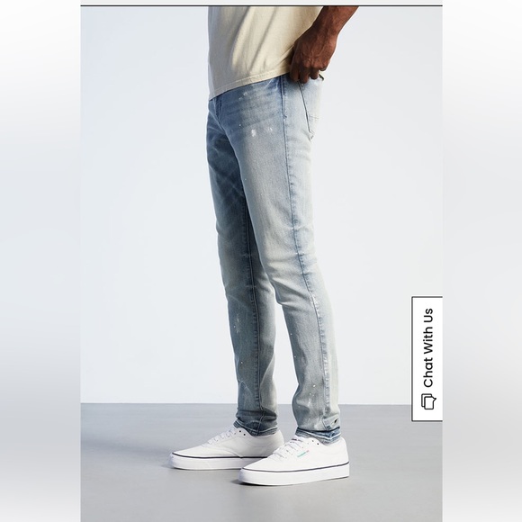 PacSun Men’s Eco Light Wash Painted Stacked Skinny Comfort Stretch Jeans - Picture 3 of 10